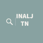 INALJ TN logo in grey and light pink with a magnifying glass icon to the left